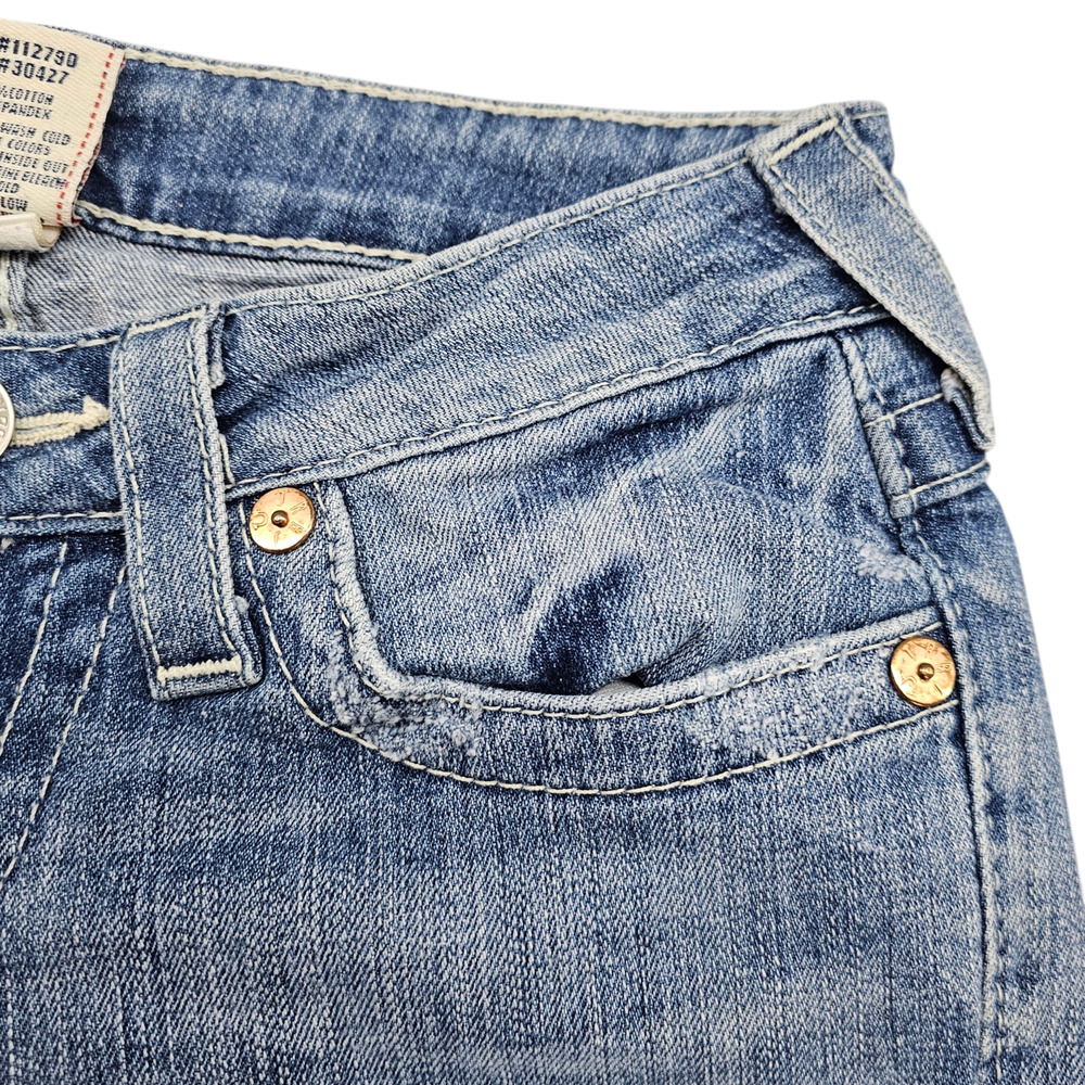 True Religion Shorts Womens 25 Bermuda Denim Knee Length Embroidered - Picture 4 of 12